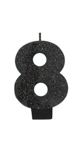 Sparkly Black Candle - No 8 - Click Image to Close